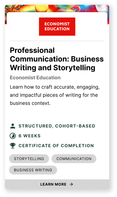 Economist Education Professional Communication: Business Writing and Storytelling online course