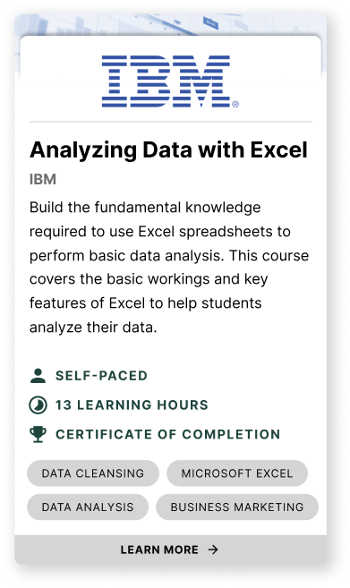 IBM: Analyzing Data with Excel