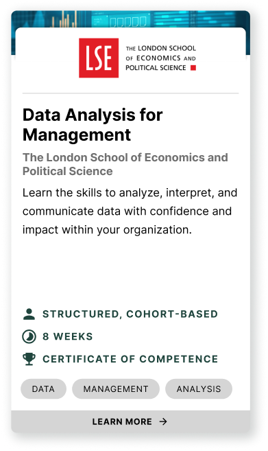 The London School of Economics and Political Science Data Analysis for Management online certificate course