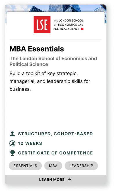 The London School of Economics and Political Science MBA Essentials online certificate course