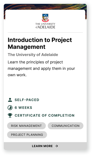 AdelaideX: Introduction to Project Management
